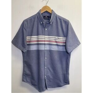 Vineyard Vines Slim Fit Tucker Shirt Men's M Blue Stripe‎ Button Up Short Sleeve